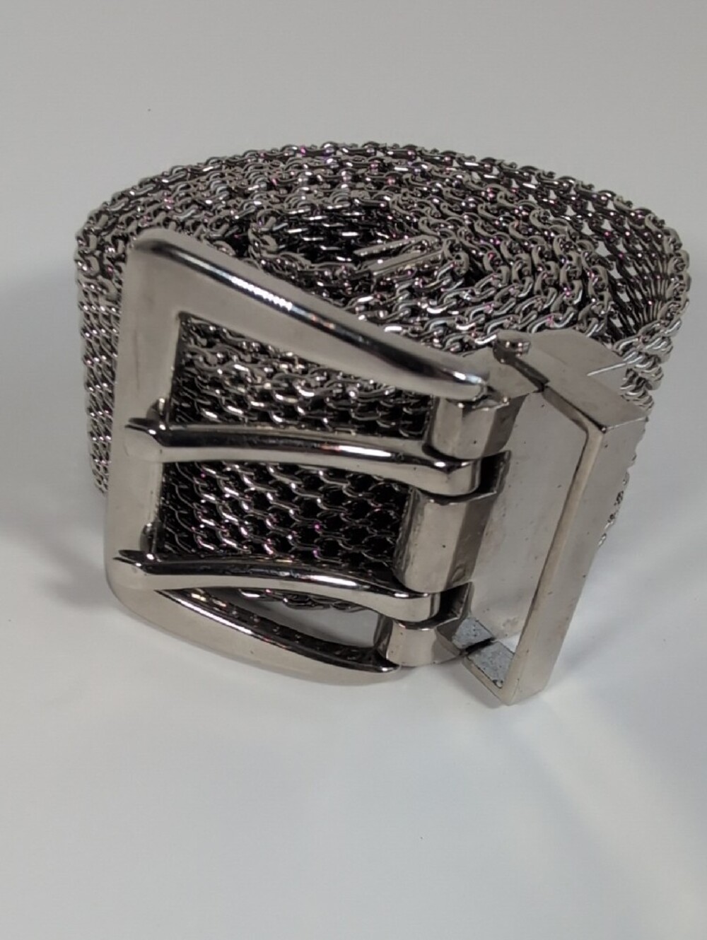 Silver Mesh Buckle Belt - Shimmery Metallic